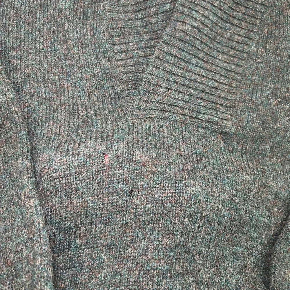 LL Bean Sweater Mens Large Green Shetland Wool Shawl Collar Made in England Vtg